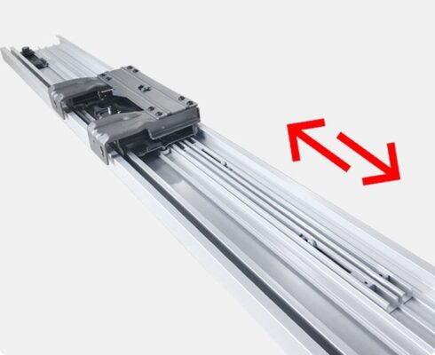 Two-way buffer bus door track