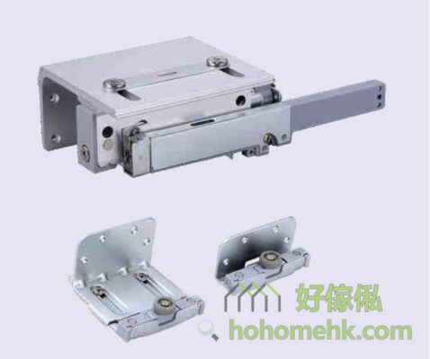 Wardrobe hitch door cushioning track system hardware