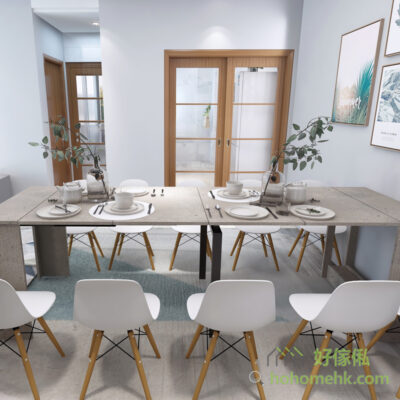 Such a large dining table allows you to share happy time with family and friends during the holidays.