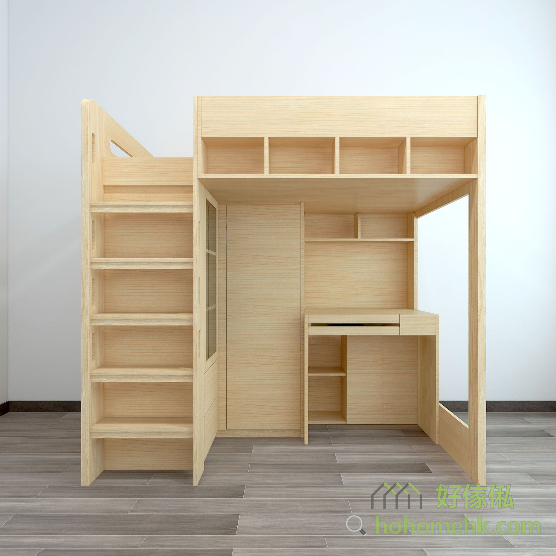 Timber Kids Loft Bunk Beds with Desk Closet