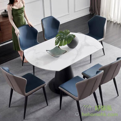 Horsebelly table, convenient short side can sit 1-2 people, reduce the 90 degree sharp Angle to hinder dining, is a more user-friendly design.