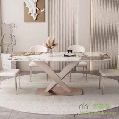 The meeting of taste and fashion: The perfect fusion of rock table and cross-metal foot design, excellent load-bearing, rock table surface is not easy to "eat" or stain, easier to care for.