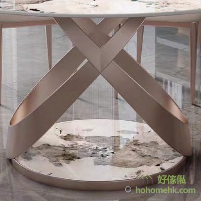 Morandi purple gold hollow metal table feet, cross design more elegant fashion sense, can also increase the permeability of the space, enhance the space temperament.