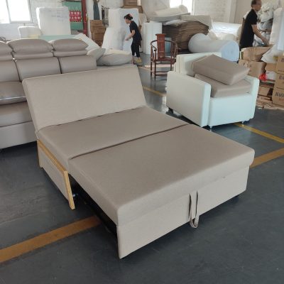 Carding bed factory real photo :125cm wide two seat, milk tea apricot color fabric material (color: Huayu Brothers Natu NatU-09)