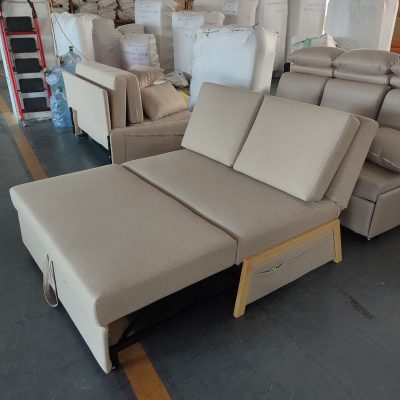 Carding bed factory real photo :125cm wide two seat, milk tea apricot color fabric material (color: Huayu Brothers Natu NatU-09)