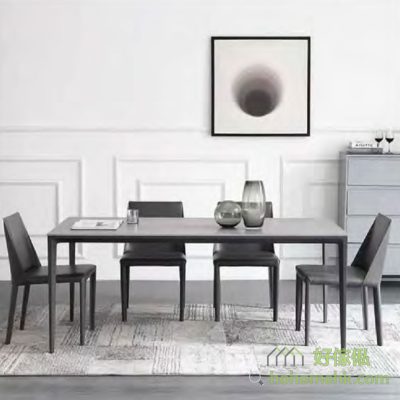 Black rectangular rock table, simple yet atmospheric: made of high-quality materials, strong and durable. The sleek tabletop is simple and atmospheric, whether it is in the dining room or the open kitchen, it can be a focal point.