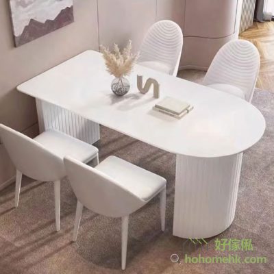 This semi-round rectangular rock table, simple fashion, high comfort, is the ideal choice for your taste of life. Rectangular design, atmosphere and elegance: The dining table adopts rectangular design, the lines are simple and smooth, highlighting the modern simple style. The white table top is fresh and elegant, adding an elegant atmosphere to your dining space.