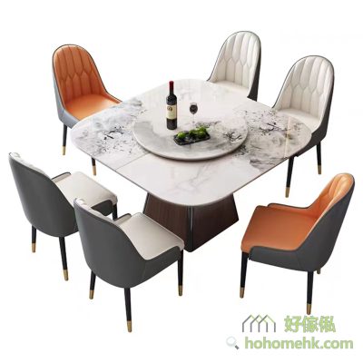 The four corners of the dining table are designed with rounded corners, smooth lines and safe collision avoidance.