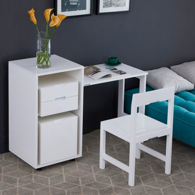 Pull-out, second change desk, white design to suit every style