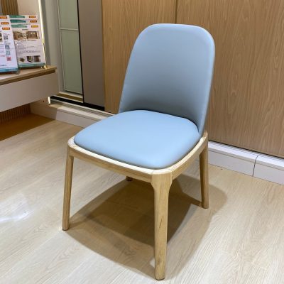 Octagonal chair, light gray imitation leather cushion + light wood color wood bench