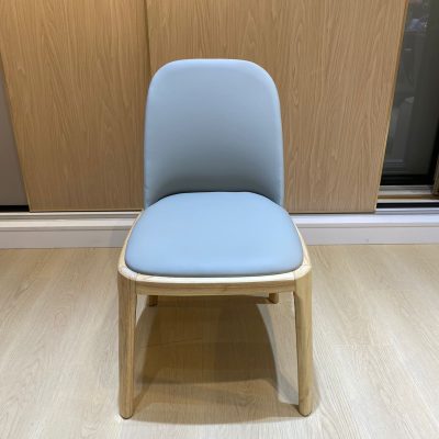 Octagonal chair, light gray imitation leather cushion + light wood color wood bench