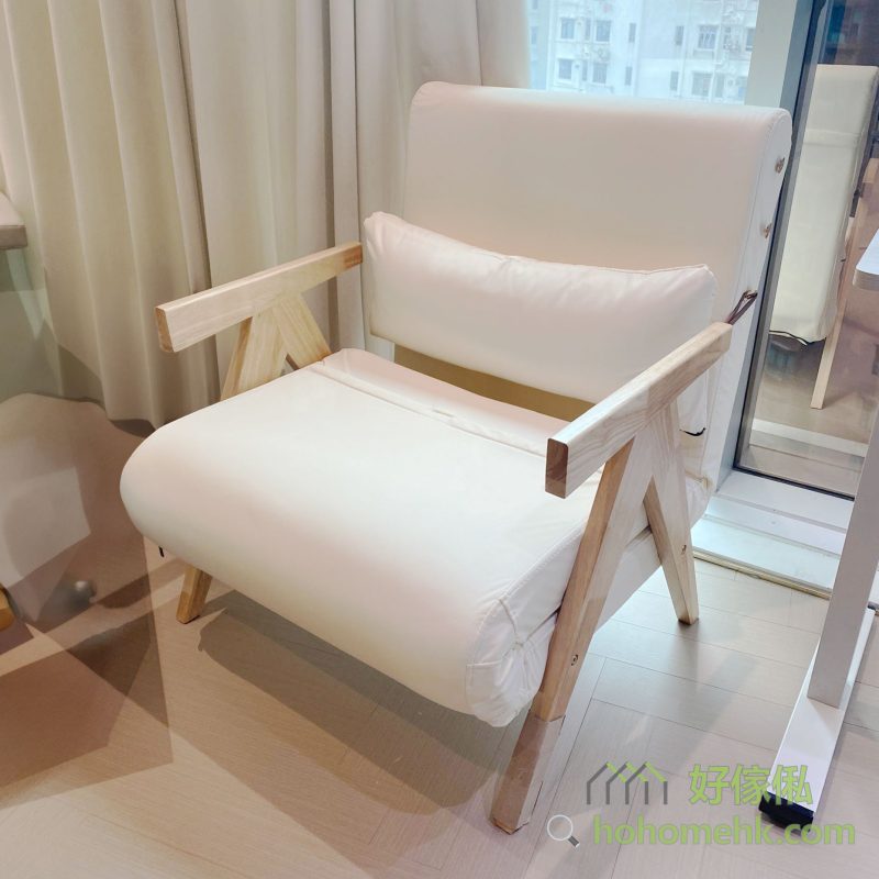 門市實拍，harper奶油風實木梳化床，82cm寬