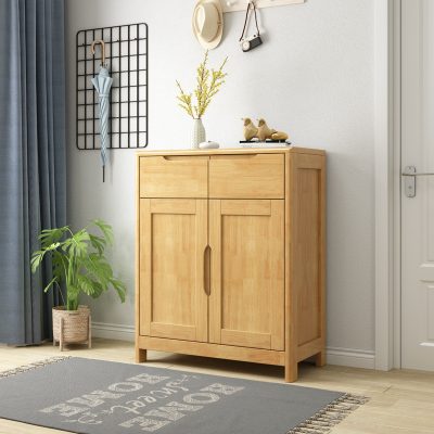 Nordic solid wood entrance shoe cabinet, no longer because the shoe cabinet is too big and feel in the way, this mini shoe cabinet, very suitable for thin units