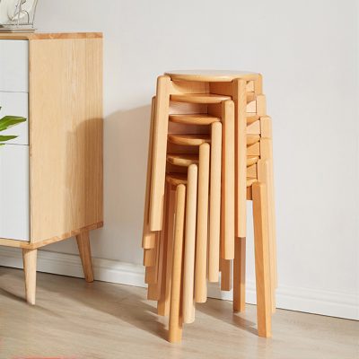 Thiago solid wood stacked stool dining chair, small shape, very suitable for small units