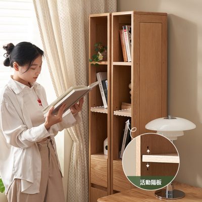 Open shelves, often read books at a glance, more convenient to take closed drawers, locker doors, beautiful storage.