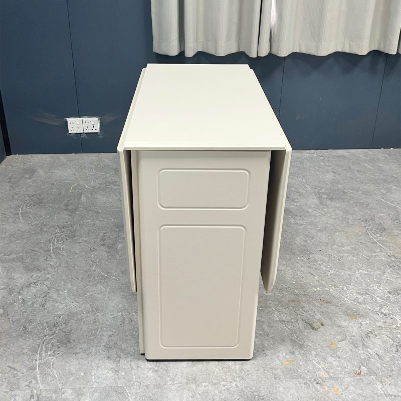 工廠實拍：Robert岩板折疊伸縮餐枱，奶油色，43.6-140cm長x80cm寬x75cm高