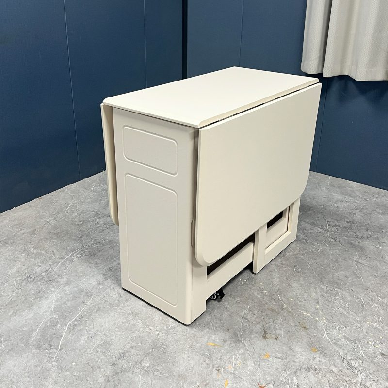 工廠實拍：Robert岩板折疊伸縮餐枱，奶油色，43.6-140cm長x80cm寬x75cm高