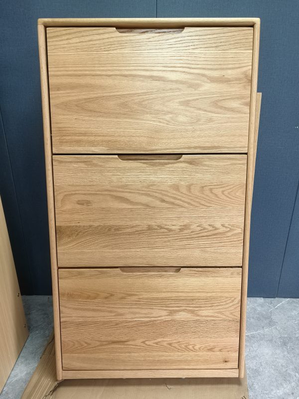 工廠實拍：Noya實木超薄鞋櫃加配衣帽架，原木色，65cm寬x20cm深x211cm高